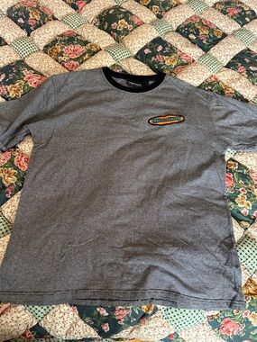 A—The Hundreds Grey Ringer Short Sleeve Tee with Black Collar